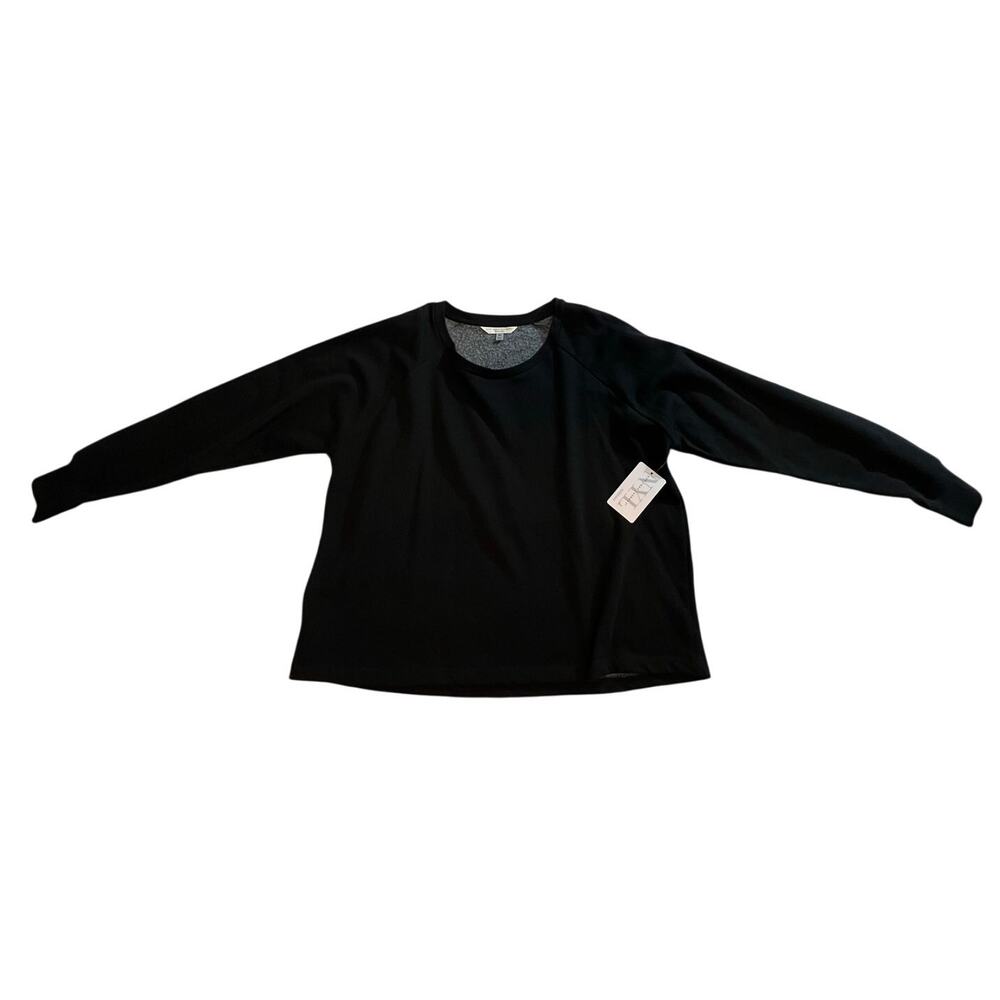 NWT New York Laundry Women's Black Cotton Blend Pullover Sweatshirt 1X MSRP $42